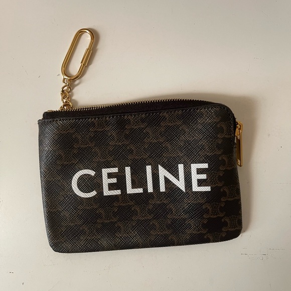 Celine Triomphe Canvas Logo Coin Pouch - Picture 1 of 7